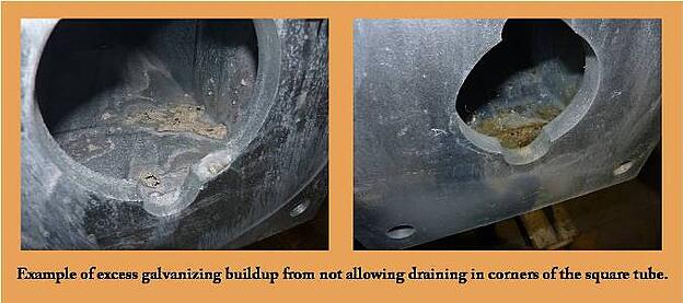 excess galvanizing buildup